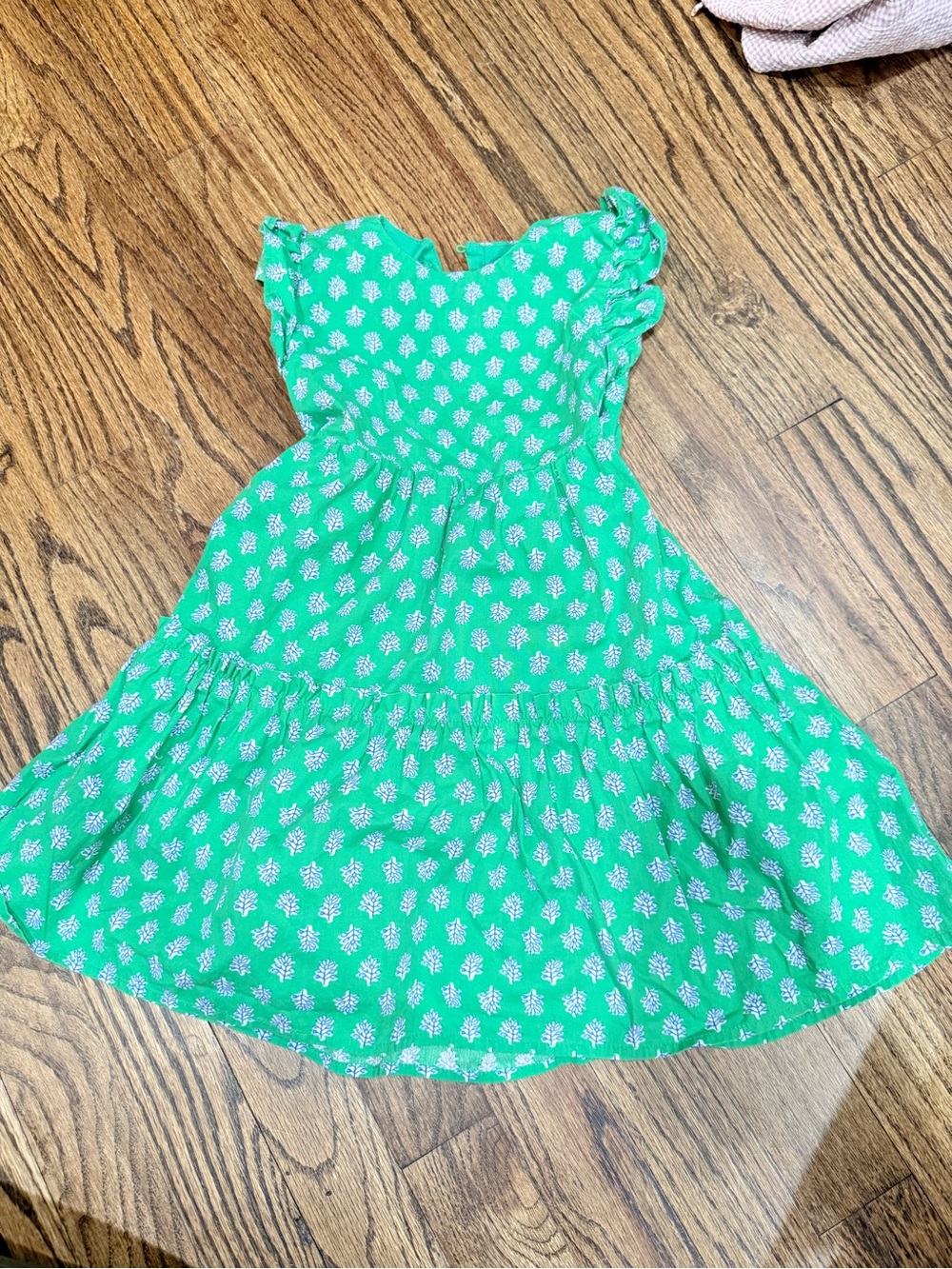 Crewcuts Green Floral Ruffle-Sleeve Casual Dress